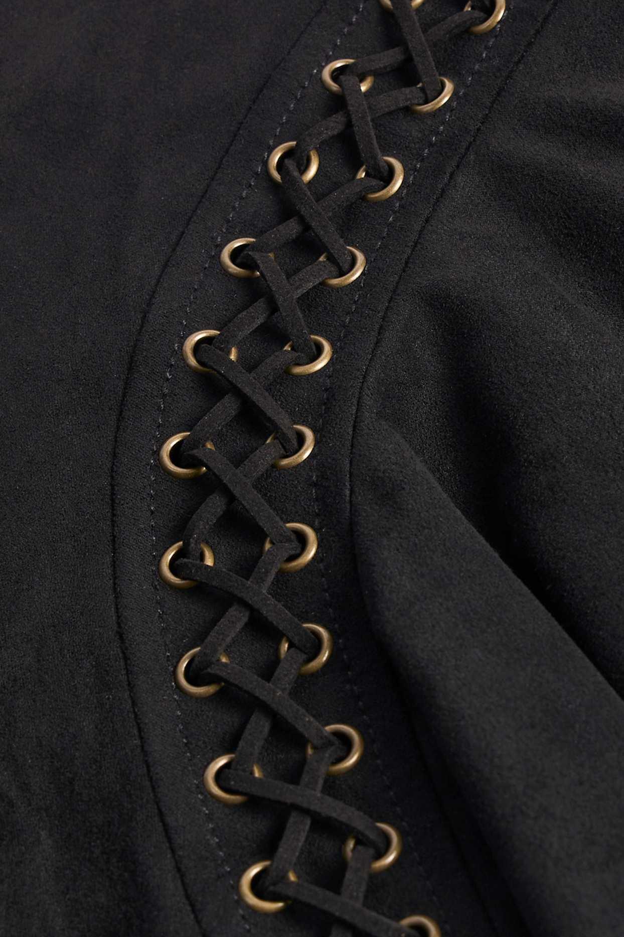 Lace-Up Mid-Rise Mini Skirt in Black Product Image