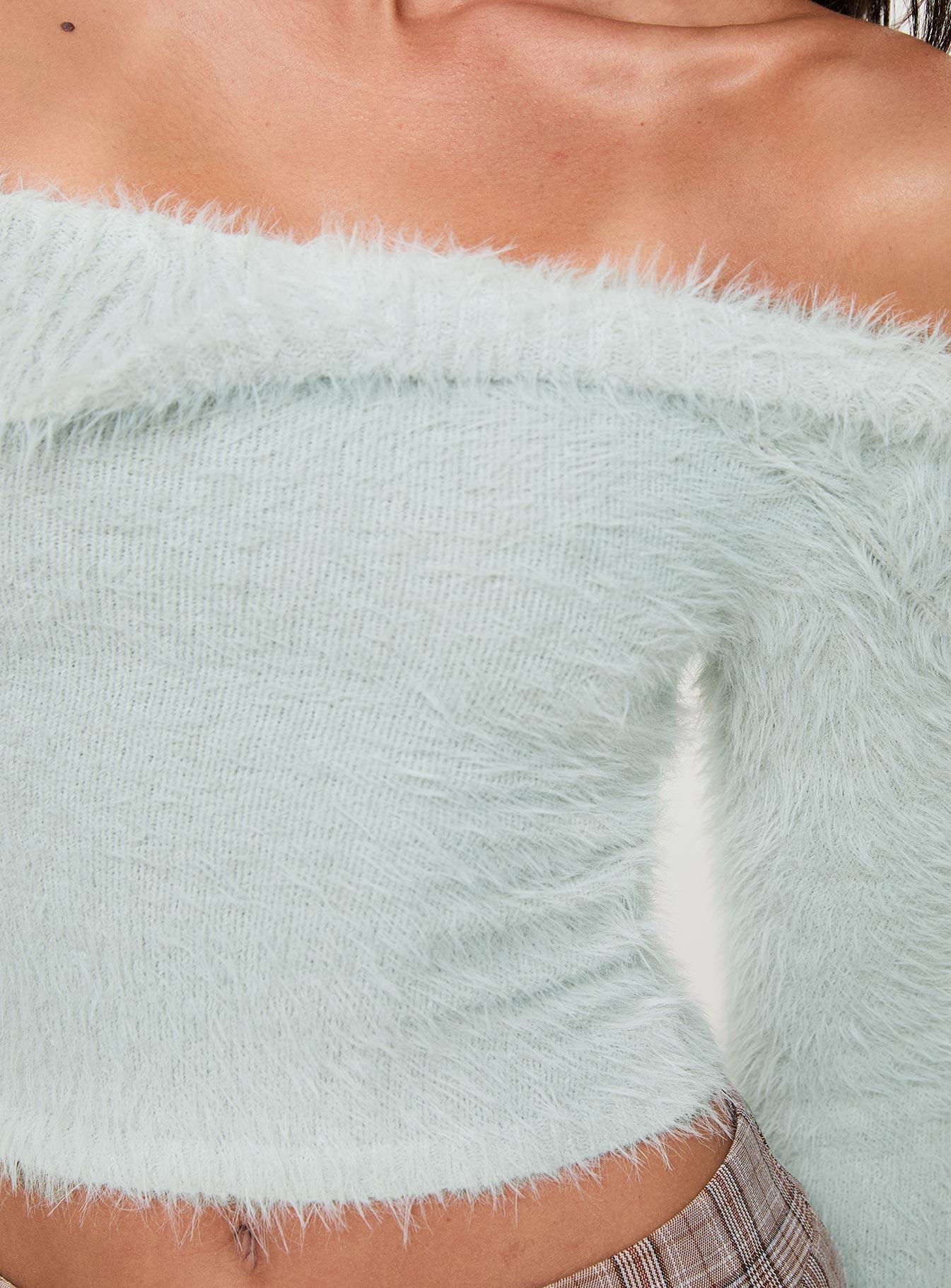 Coecoe Off The Shoulder Sweater Grey Product Image