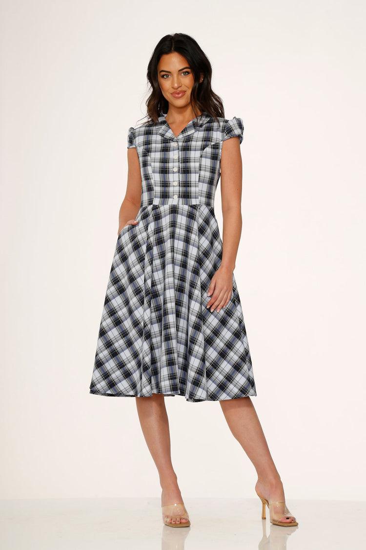 Blue Plaid Swing Dress Product Image