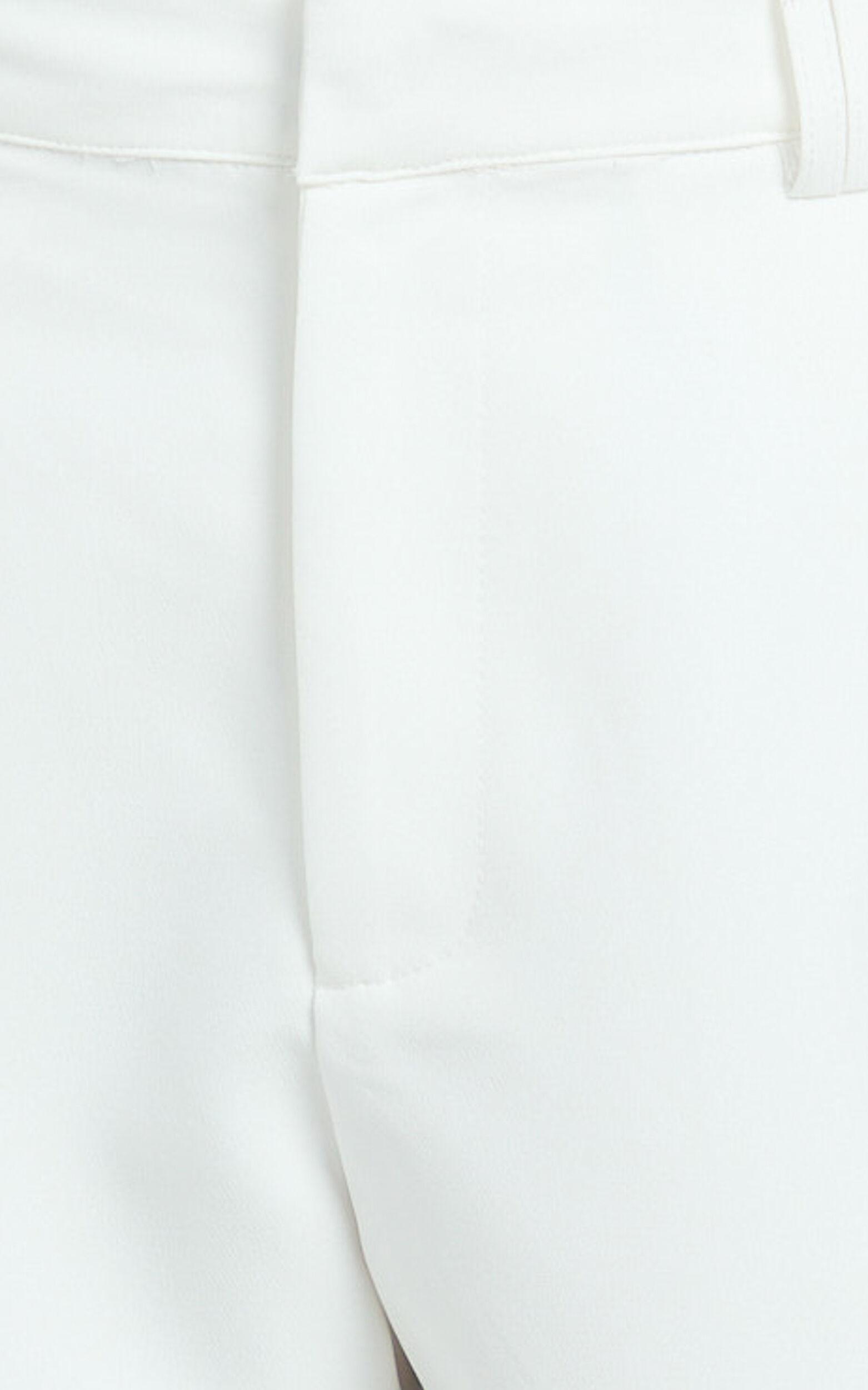 Nola Shorts - Mid Waist Bermuda Relaxed Fit Shorts in White Product Image