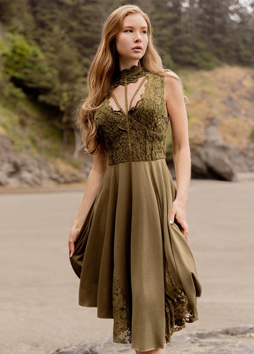 Layana Dress in Olive Female Product Image