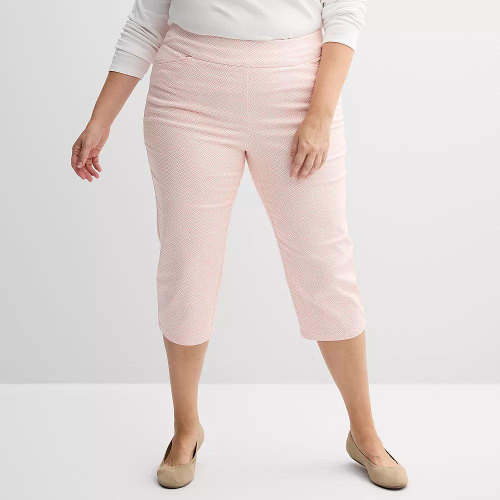 Plus Size Croft & Barrow® Effortless Stretch Capri Pants, Women's, Size: 16 W, White Pink Tiny Geo Product Image