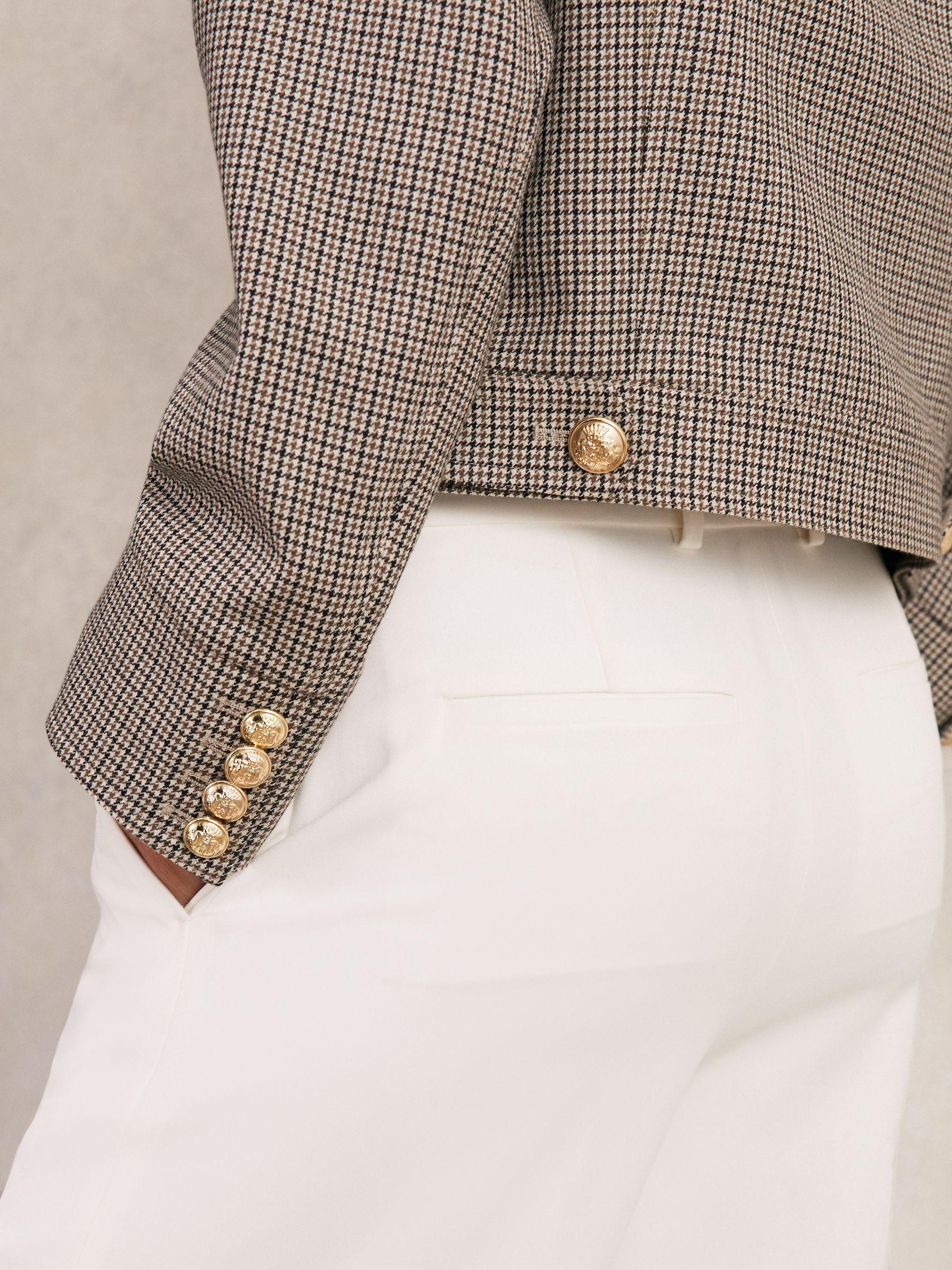 Wool Twin-Pocket Cropped Jacket in Neutral Check Product Image
