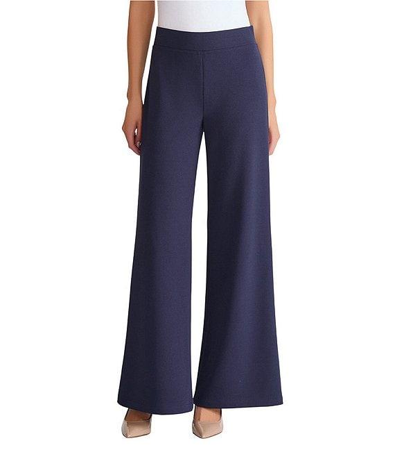 Ming Wang Stretch Crepe Flat Front Wide-Leg Pants Product Image