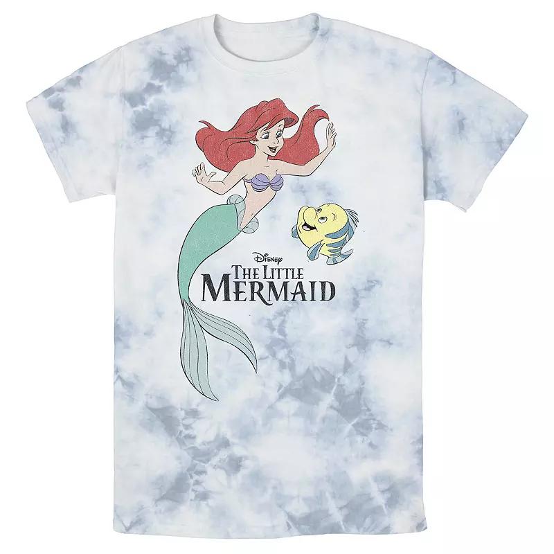 Men's Disney The Little Mermaid Ariel & Flounder Portrait Bomabrd Wash Tee,  Product Image