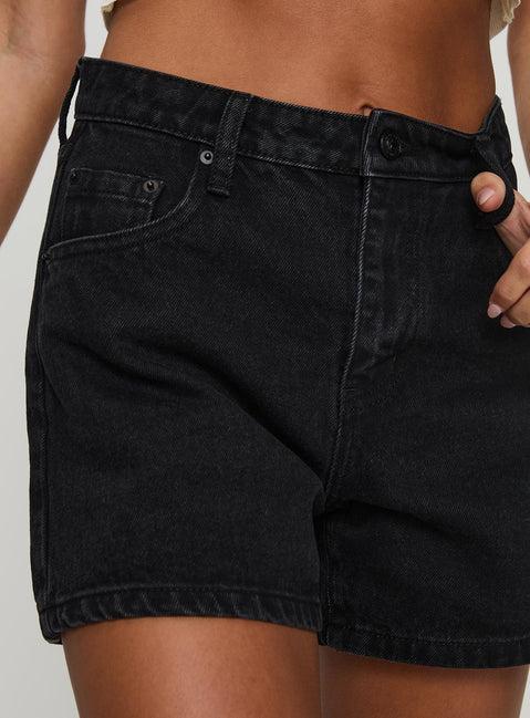 Saldana Shorts Washed Black Denim Product Image