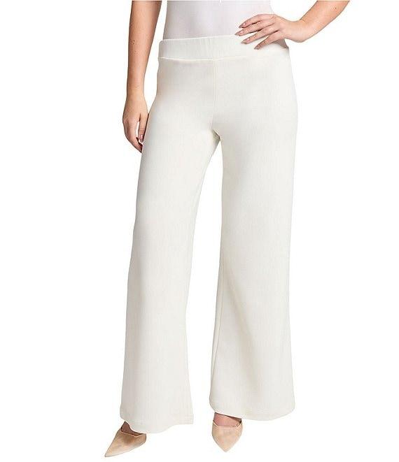 Ming Wang Stretch Deco Crepe Wide Leg Pull-On Pants Product Image