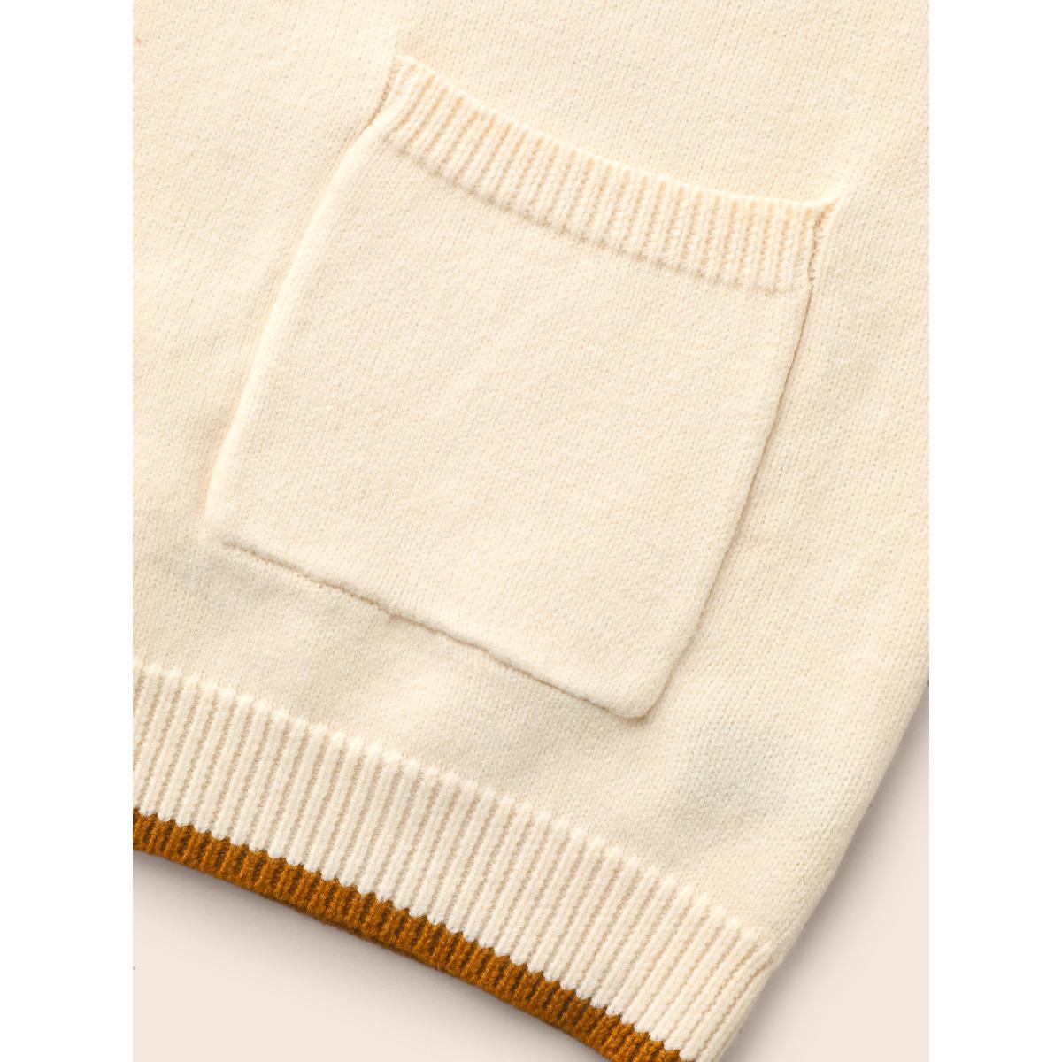 Plus Size Supersoft Essentials Contrast Jacquard Cardigan Beige Women Casual Loose Long Sleeve Everyday Cardigans BloomChic 26/4X Product Image