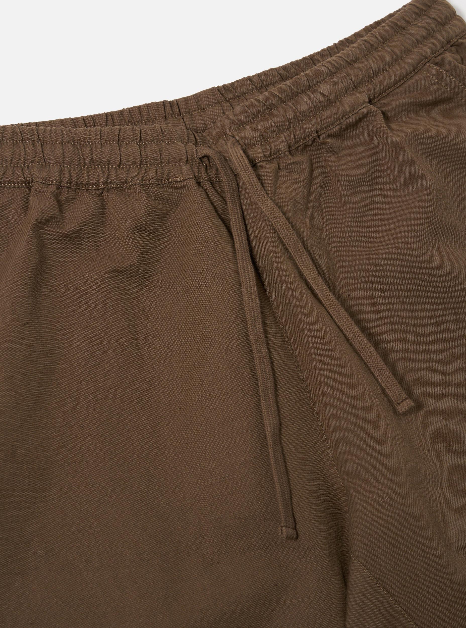 Universal Works Simple Short in Khaki Linen Slub Weave Product Image