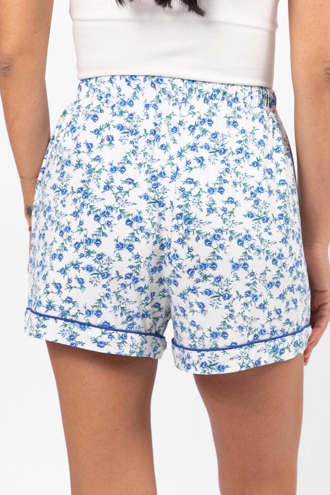Under The Stars Blue Floral Pajama Shorts FINAL SALE Product Image