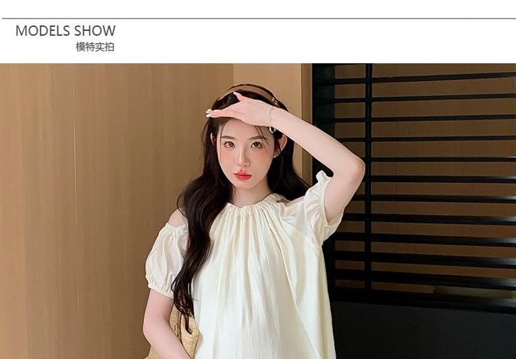 Maternity Cold Shoulder Short Sleeve A-Line Midi Dress Product Image