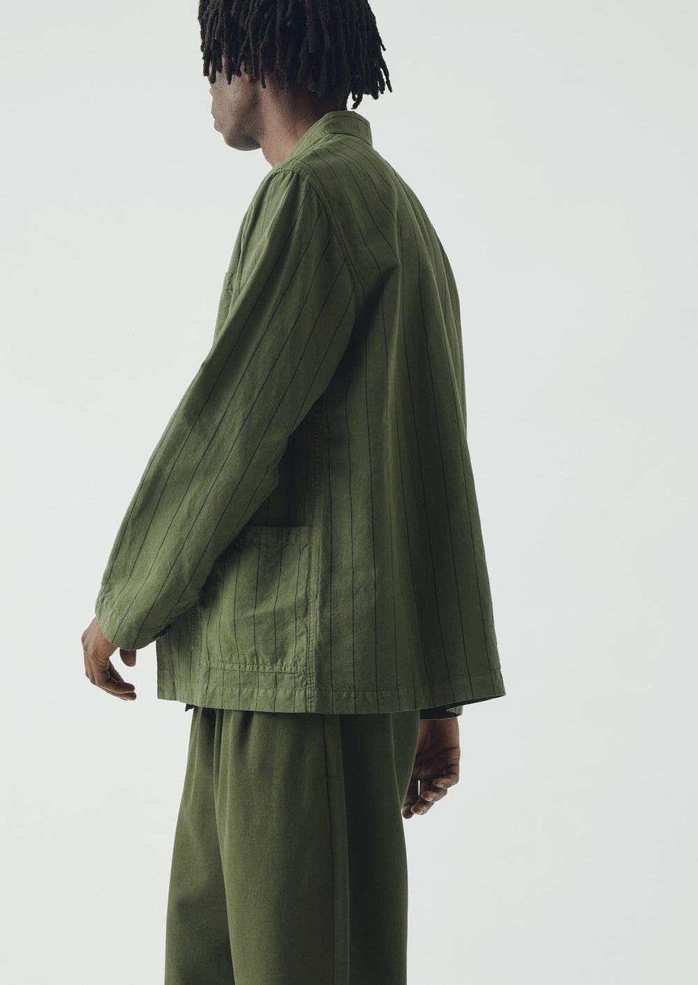 Arlo Overdyed Stripe Cotton Linen Jacket | Basil Product Image