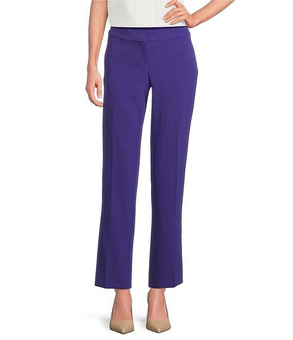Kasper Crepe Fly Front Slim Leg Pants Product Image