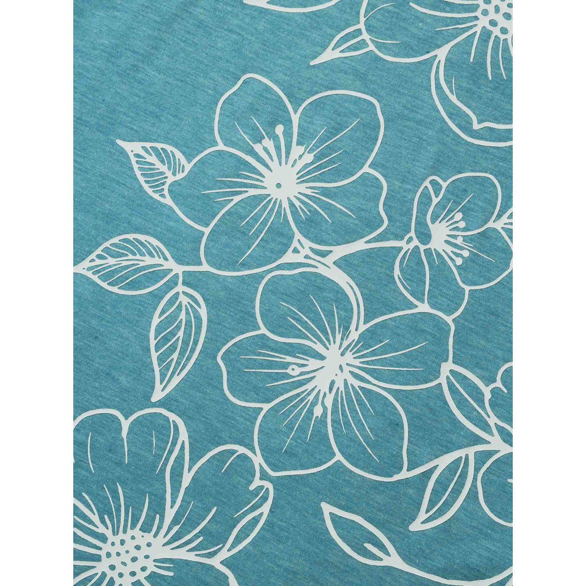 Plus Size Supersoft Heather Split Neck T-Shirt Cerulean Women Leisure Contrast Flat collar with V-notch Casual T-shirts BloomChic 18-20/2X Product Image