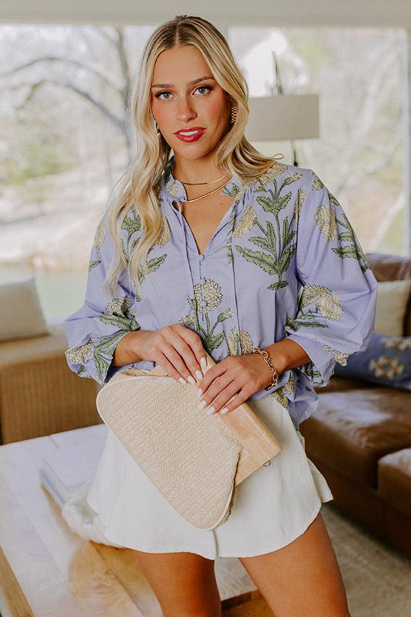 Botanical Brunch Floral Top in Sky Blue Product Image