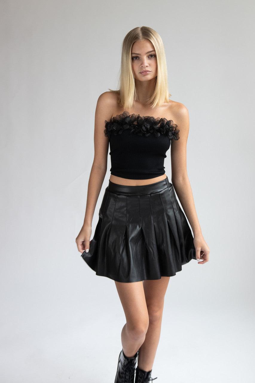 Pleated Pleather Skirt Product Image