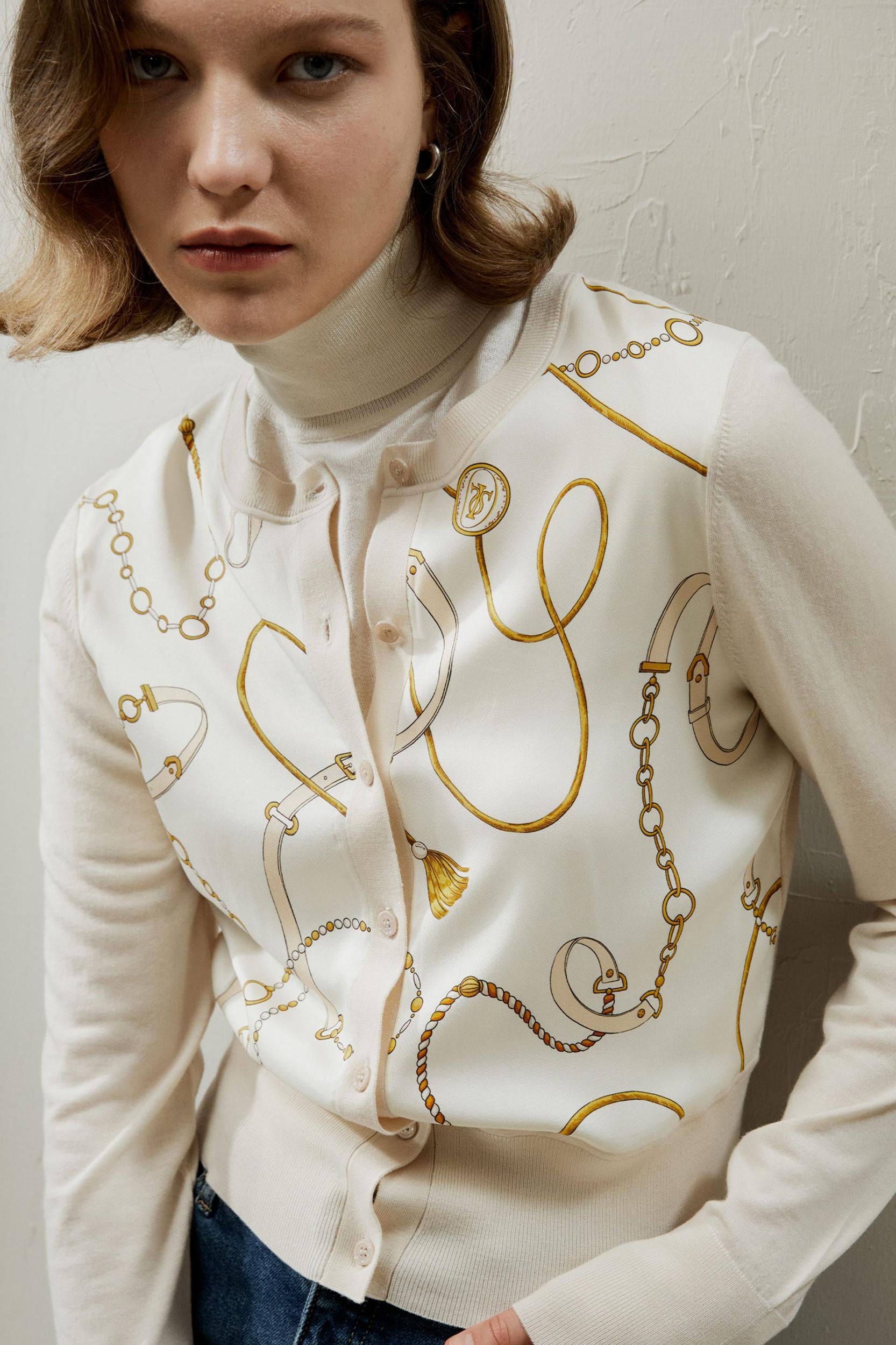 Merino Wool Cardigan with Louisville Silk Front Product Image