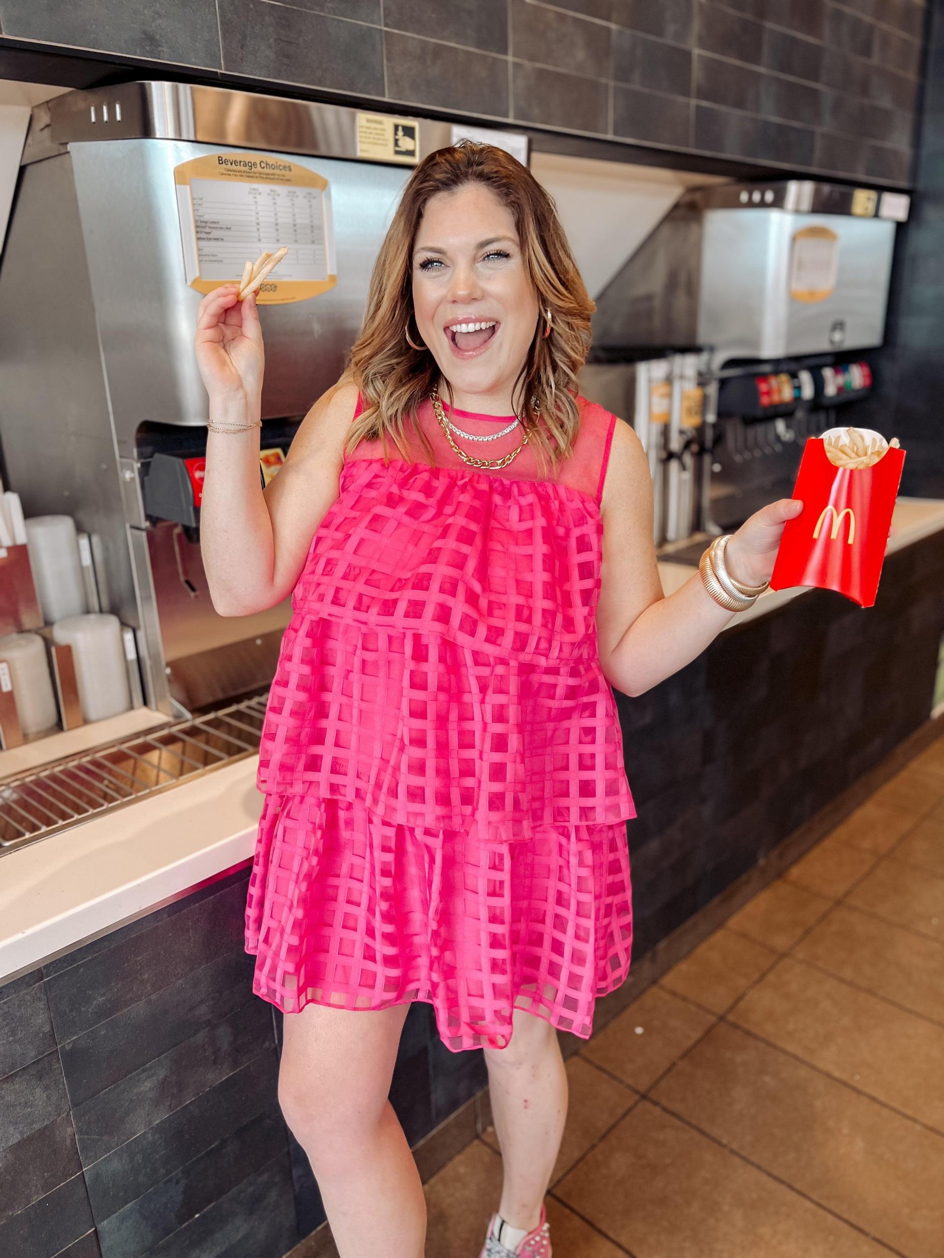 Molly Hot Pink Organza Dress Product Image