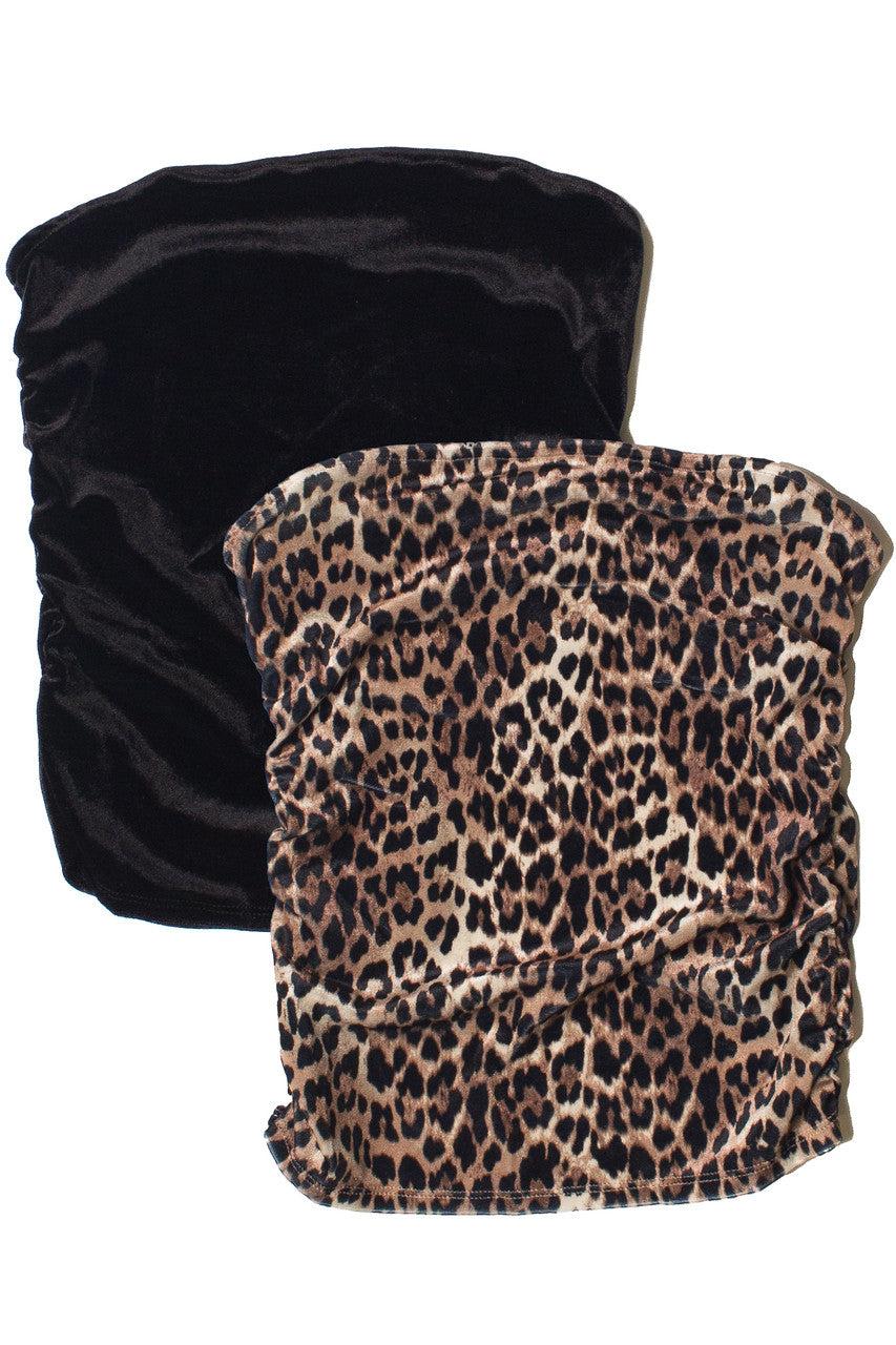 Velour Ruched Side Tube Top Product Image