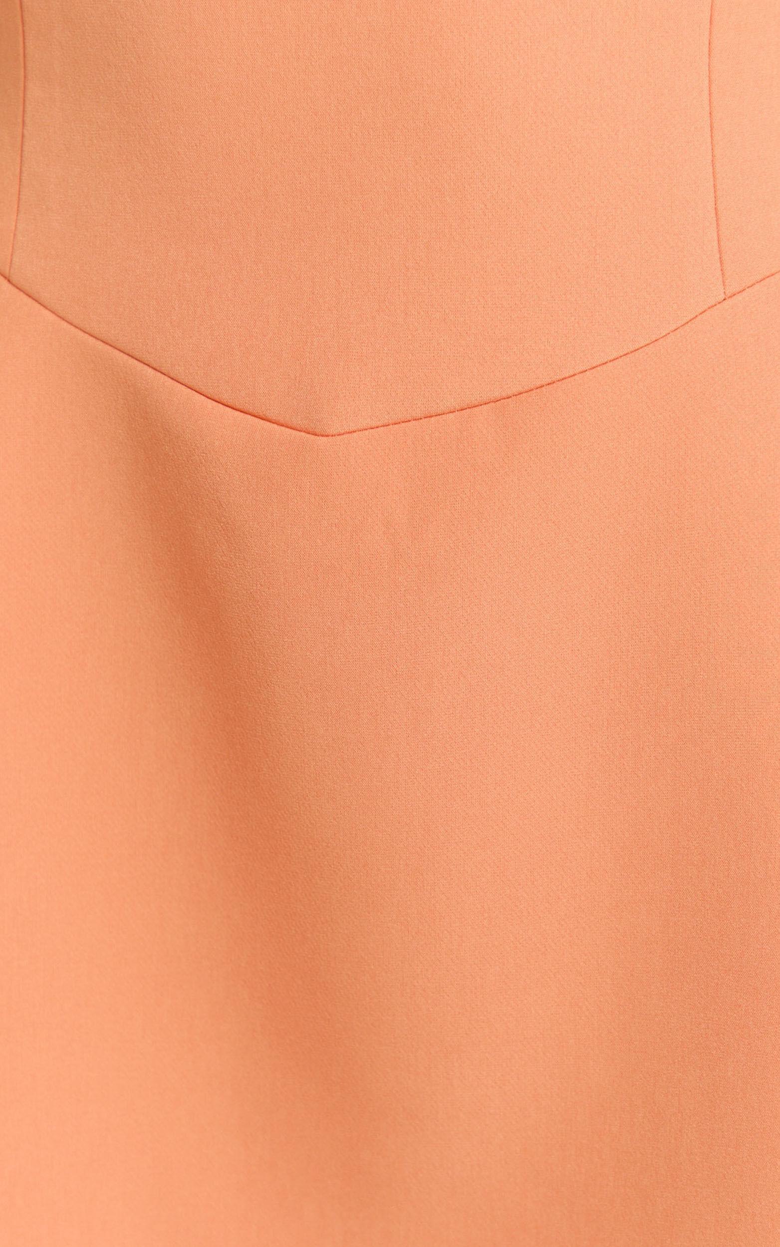 Sakura Mini Dress - Square Neck Wide Strap Corset Waist A Line Skirt Dress in Orange Product Image