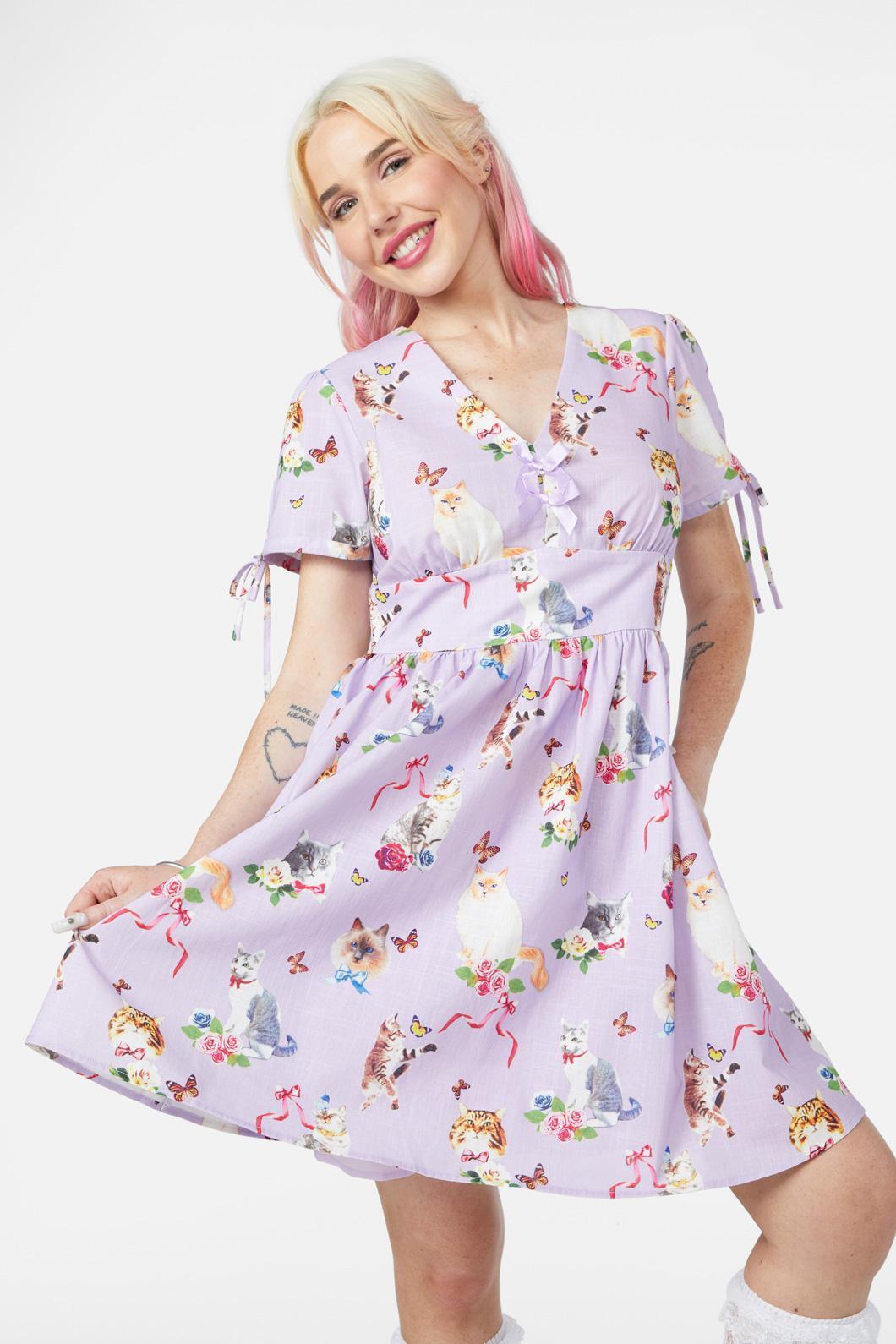 Kitsch Kitty Print Dress Product Image