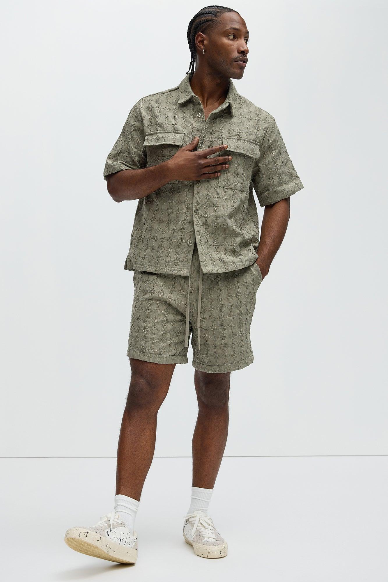 Mav Textured Shorts - Olive Product Image