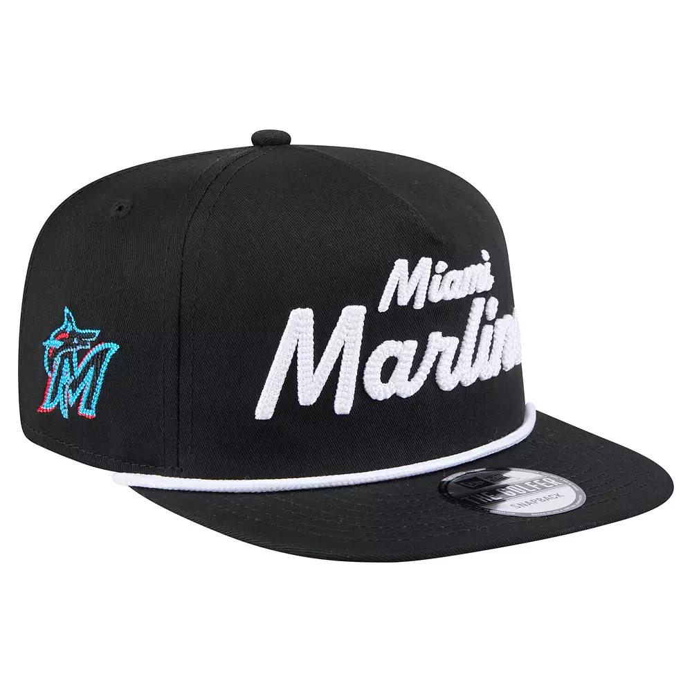 Men's New Era Black Miami Marlins Team Text Golfer Snapback Hat Product Image