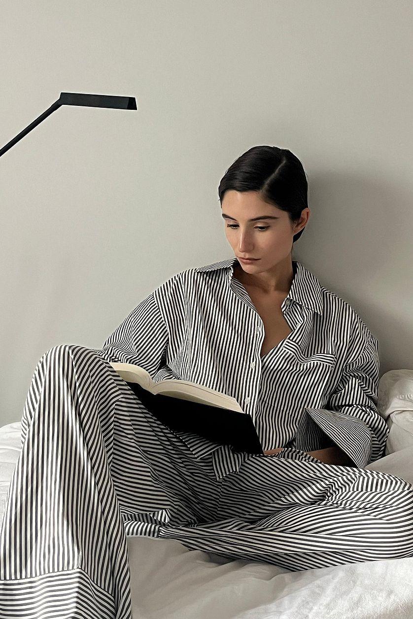 Elastic Waist Striped Trousers Product Image