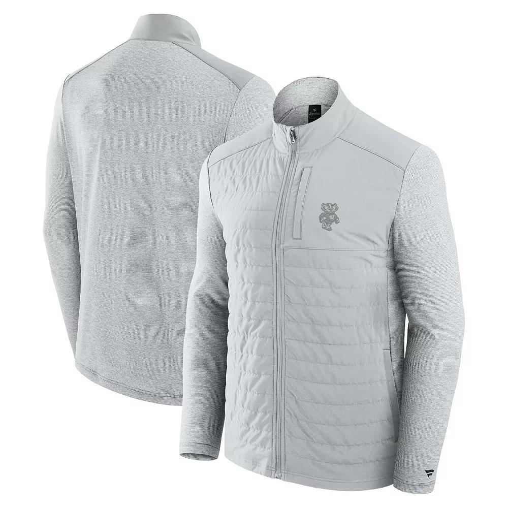 Men's Fanatics Gray Wisconsin Badgers Tonal Primary Logo Full-Zip Jacket,  Product Image