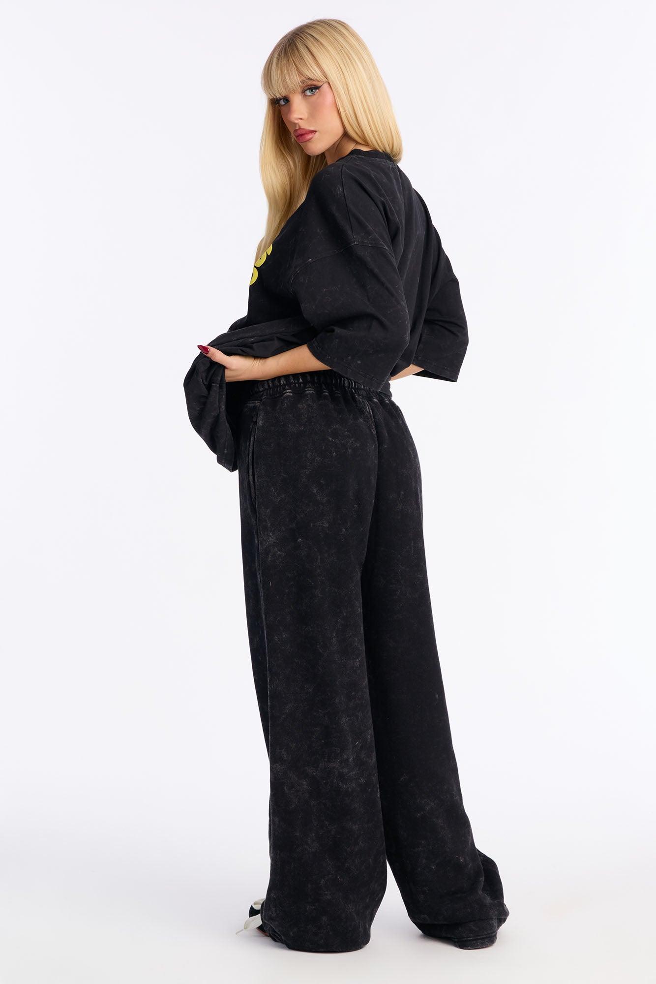 Happiness Looks Good On You Fleece Pant Set - Black Female Product Image