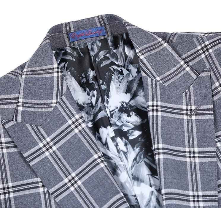 English Laundry Slim Fit Dimgray with White Check Suit Product Image