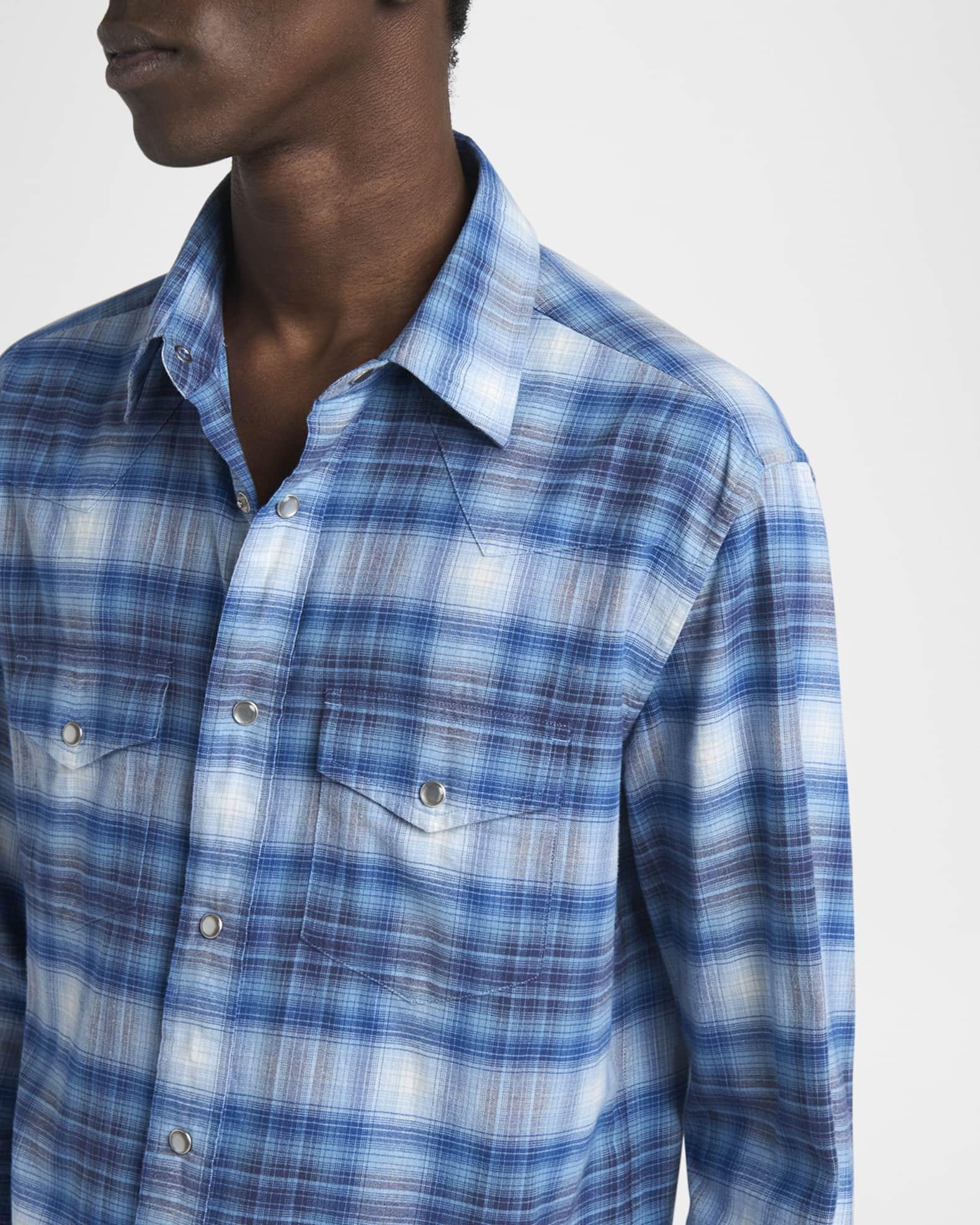 Men's Defused Check Slim Fit Western Shirt Product Image