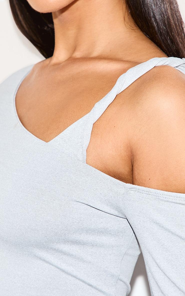 Petite Ash Grey Soft Touch Knot Detail Long Sleeve Top Product Image