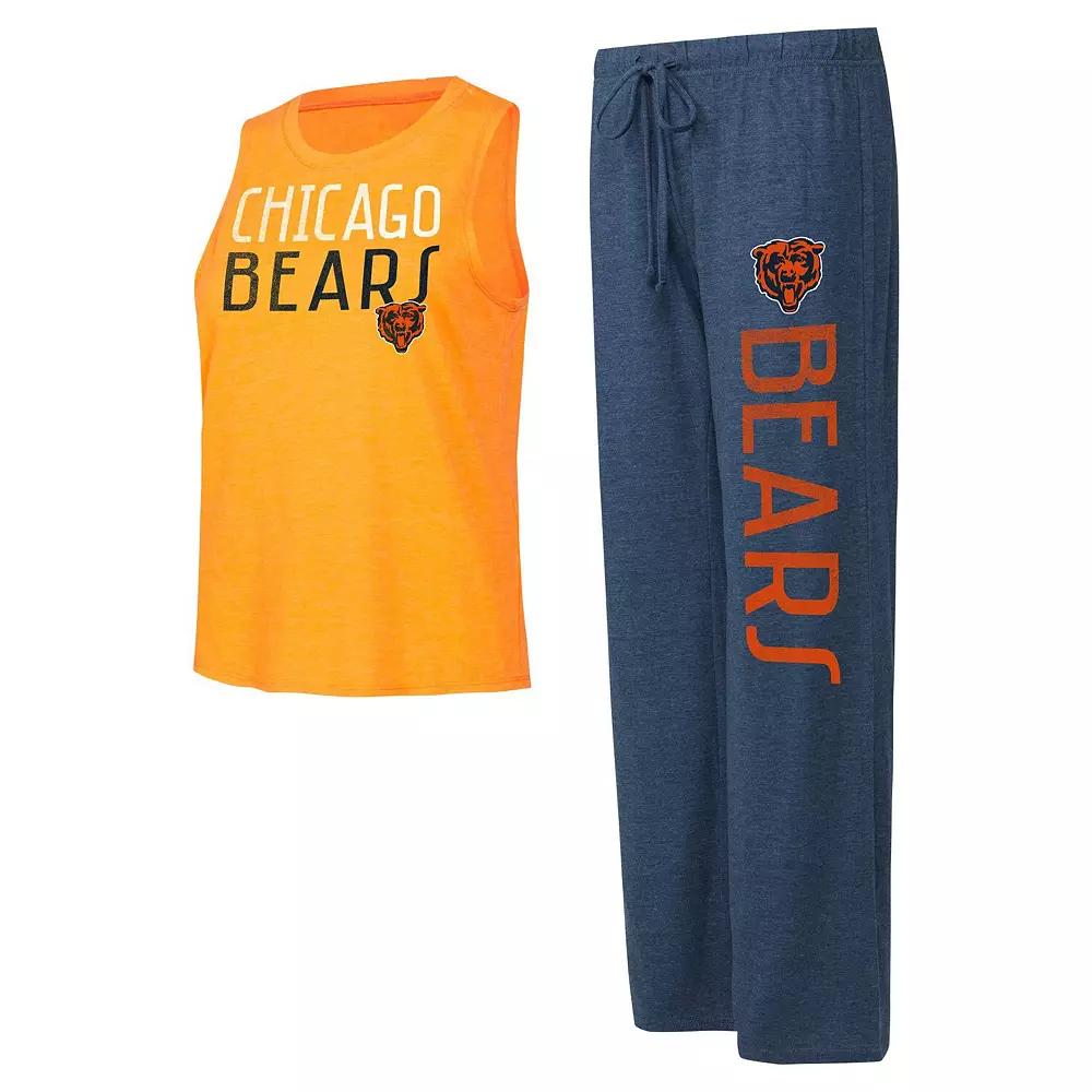 Womens Concepts Sport /Orange Chicago Bears Muscle Tank Top & Pants Lounge Set Blue Product Image