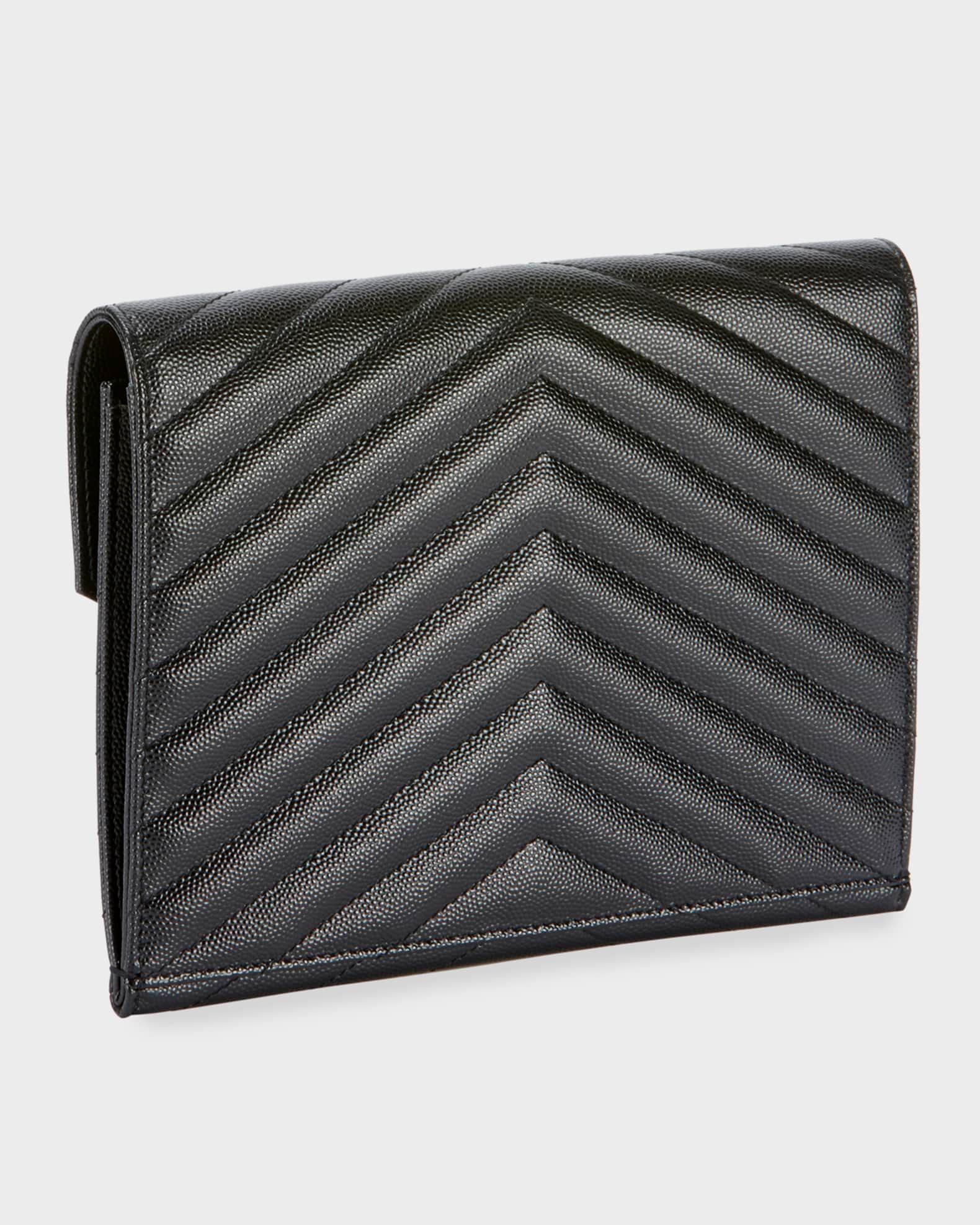 YSL Monogram Flap Clutch Bag in Grained Leather Product Image
