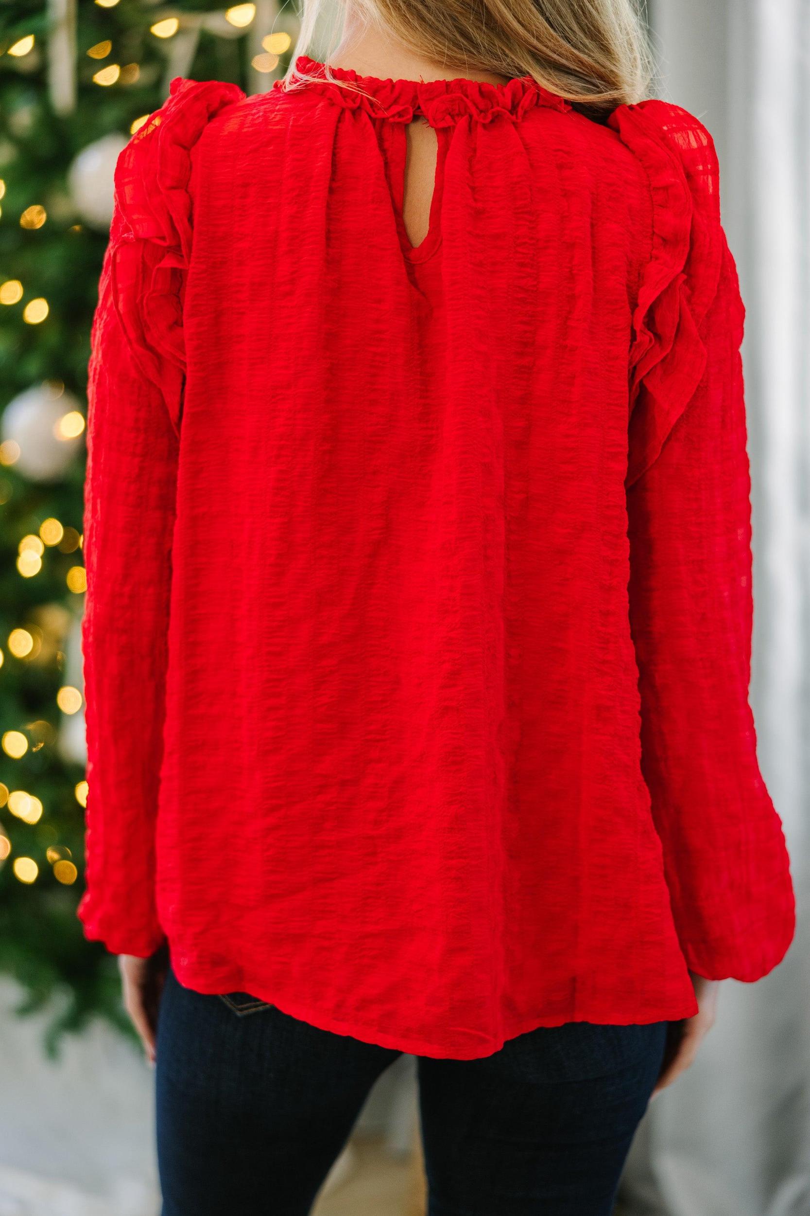 Best Behavior Red Ruffled Blouse Female Product Image