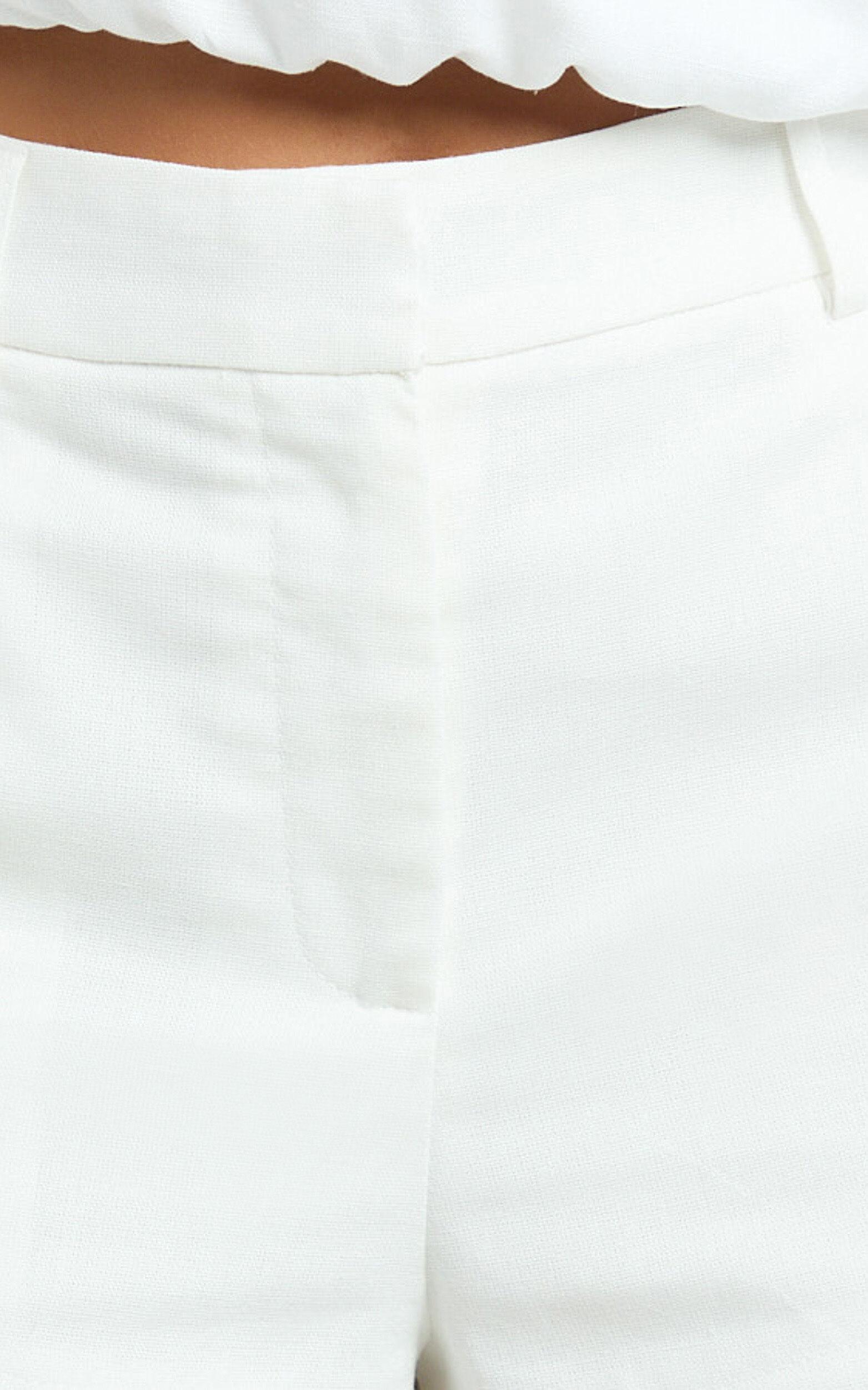 Adali Shorts - Mid Rise Linen Micro Mini Shorts in Off White Product Image
