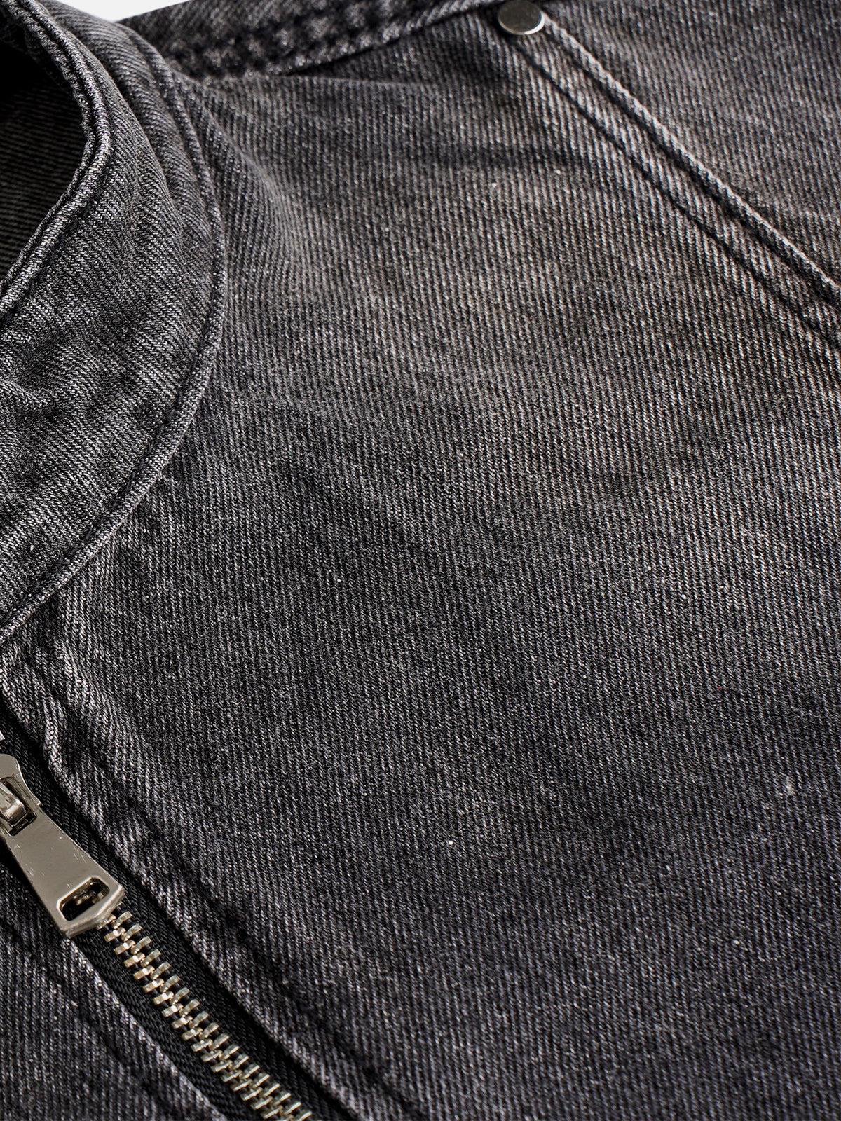 Aelfric Eden Vintage Washed Zip Up Denim Jacket Product Image