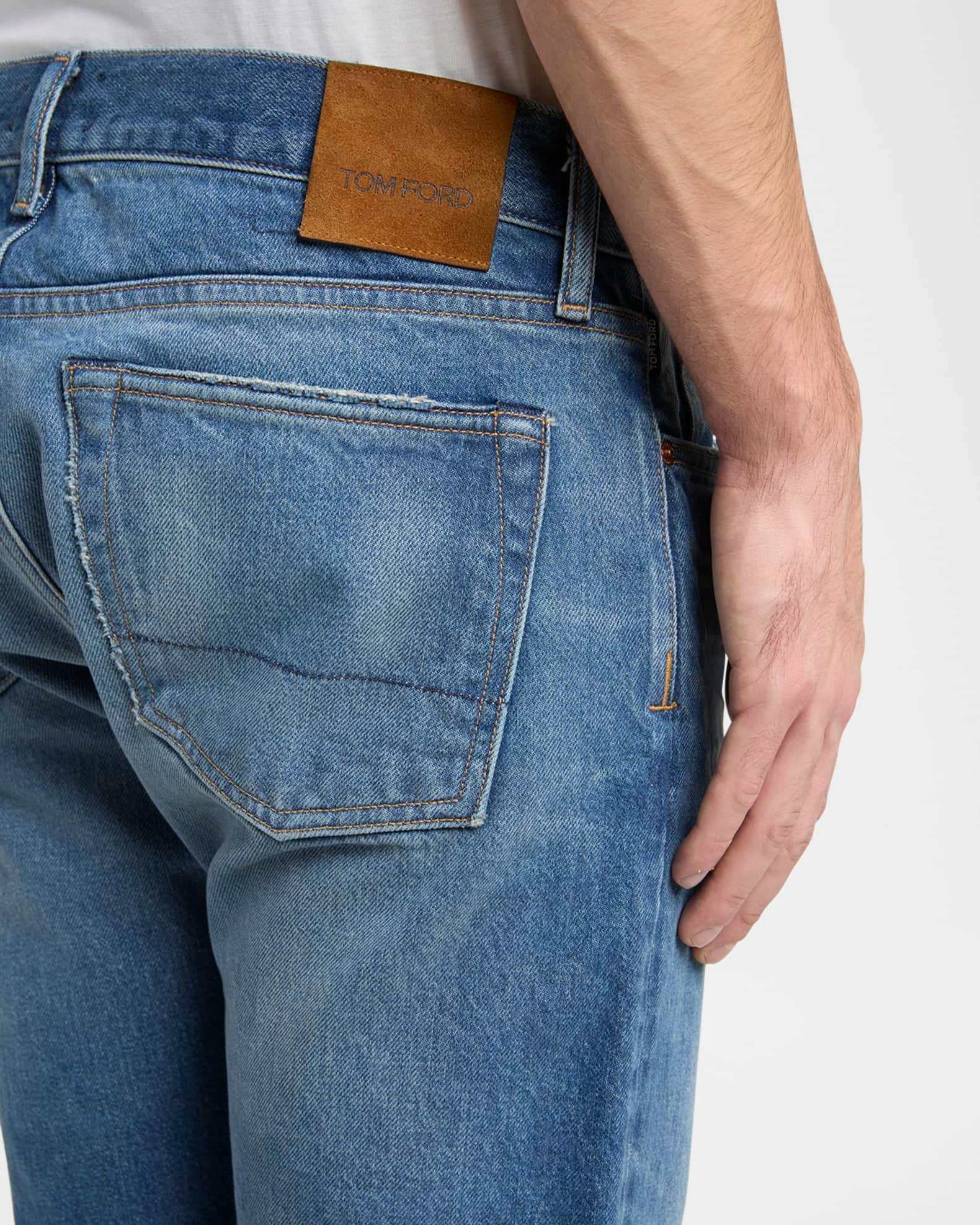 Men's Light Wash Selvedge Straight Fit Jeans Product Image