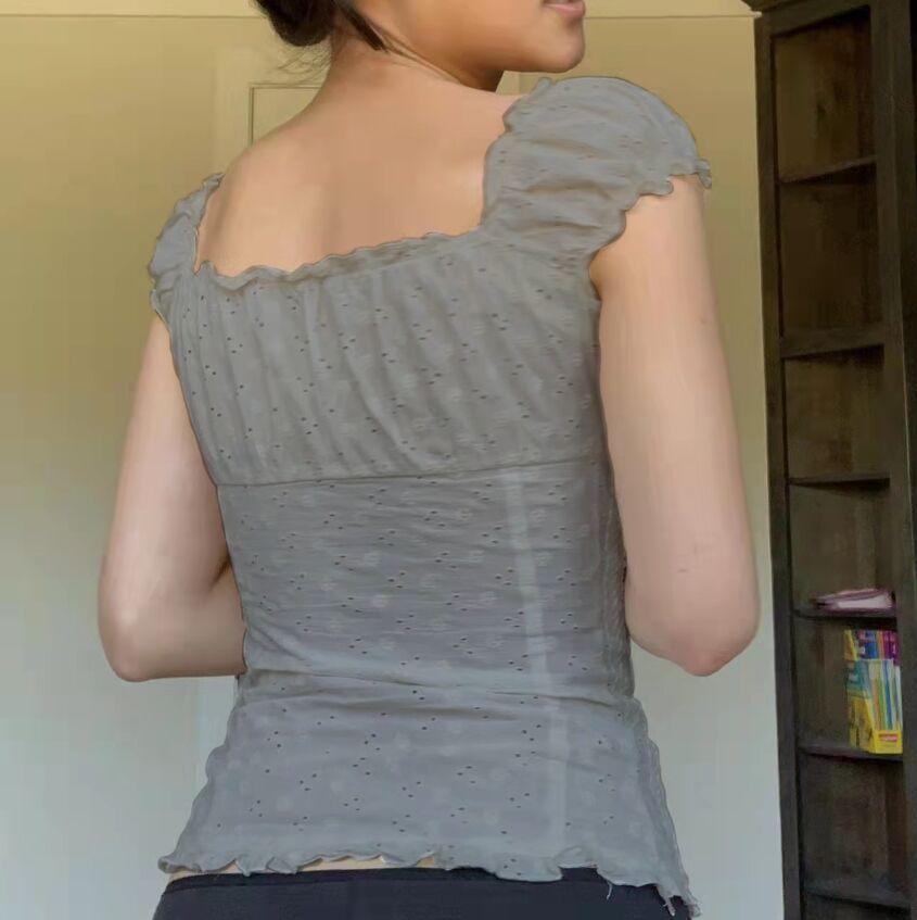 Frill Trim Eyelet Lace Blouse Product Image