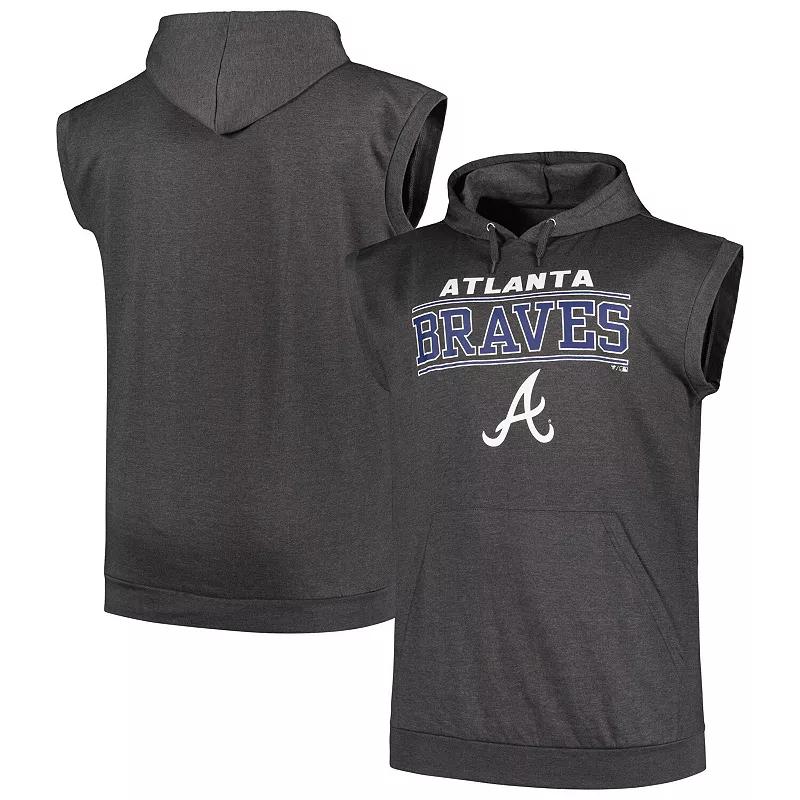 Men's Profile Heather Charcoal Atlanta Braves Big & Tall Muscle Sleeveless Pullover Hoodie,  Product Image