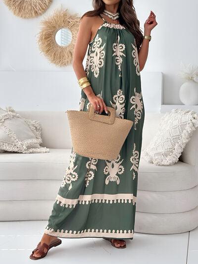Printed Spaghetti Strap Sleeveless Maxi Dress Product Image