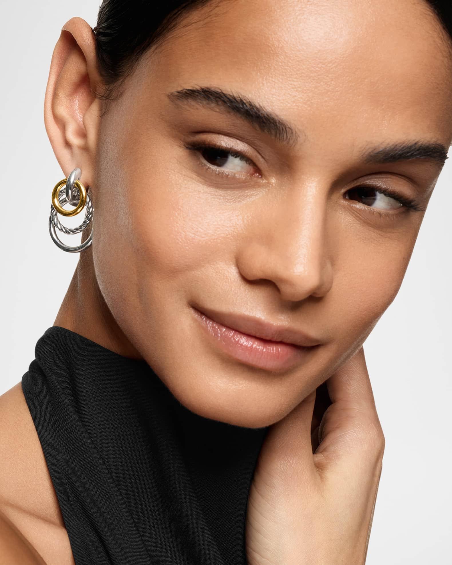 DY Mercer Triple Ring Earrings in Silver with 18K Gold, 35mm Product Image