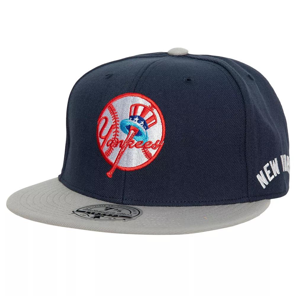 Men's Mitchell & Ness Navy/Gray New York Yankees Bases Loaded Fitted Hat,  Product Image
