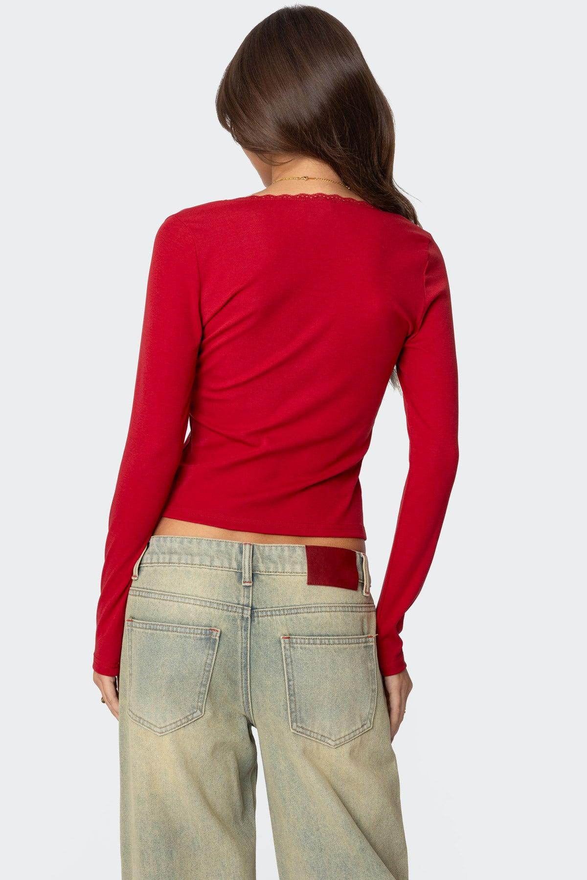 Mora Lace Trim Ribbed T Shirt Product Image