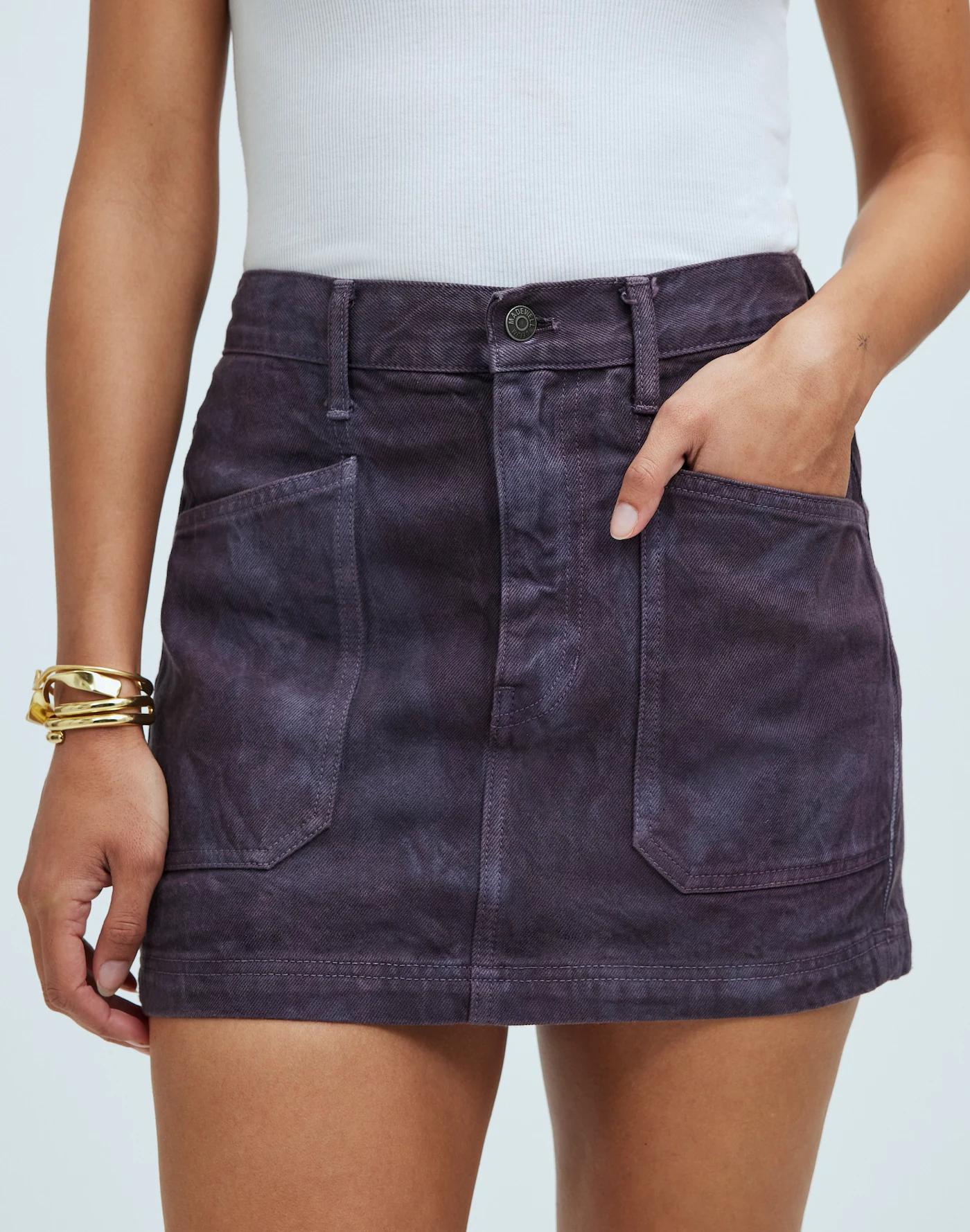 Madewell x MN Dye Studio Denim Patch-Pocket Micro Mini Skirt Product Image