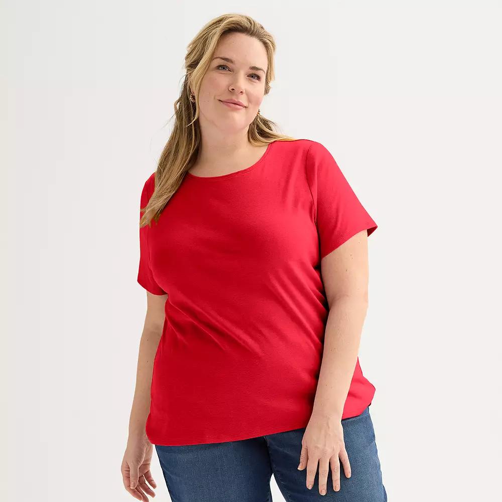 Plus Size Croft & Barrow® Essential Crewneck Top, Women's, Size: 0X, Chicago Red Product Image