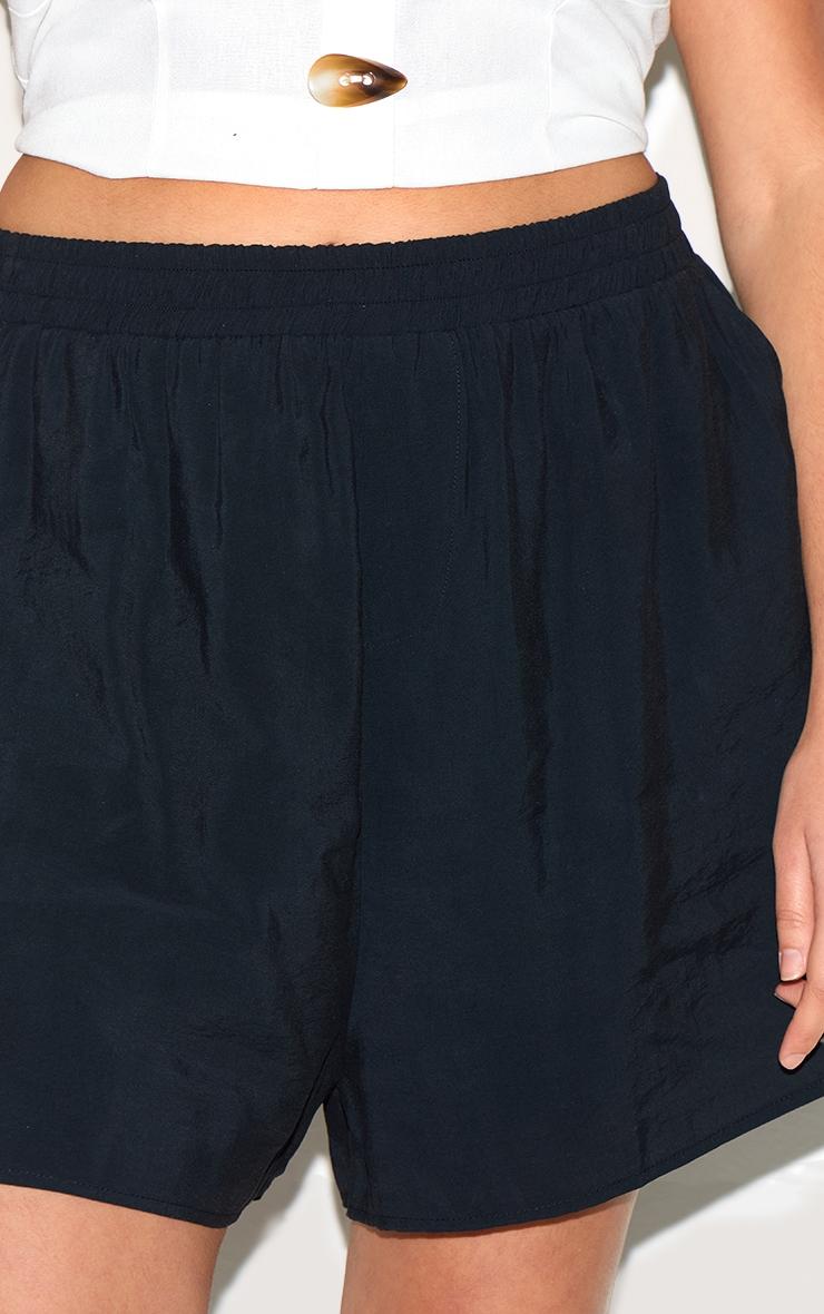 Plus Black Peached Woven Elasticated Waist Shorts Product Image