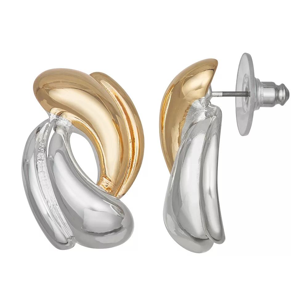 Napier Two-Tone Puffy Twist Drop Earrings, Womens, Two Tone Product Image