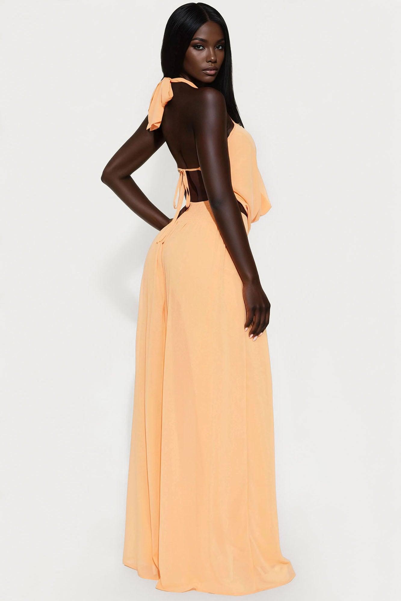 Dreamy Vacation Chiffon Pant Set - Orange Female Product Image